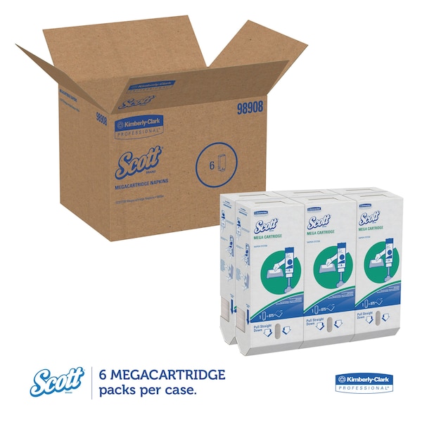 MegaCartridge Napkins, 1-Ply, 8 2/5 X 6 1/2, White, PK5250, 5250PK